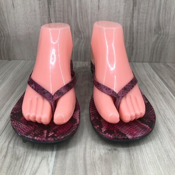 Vionic Flip Flop Sandals Womens 8 Angelica Pink Leather Slip  Vionic Flip Flop Sandals Womens 8 Angelica Pink Leather Slip On Thong Shoes